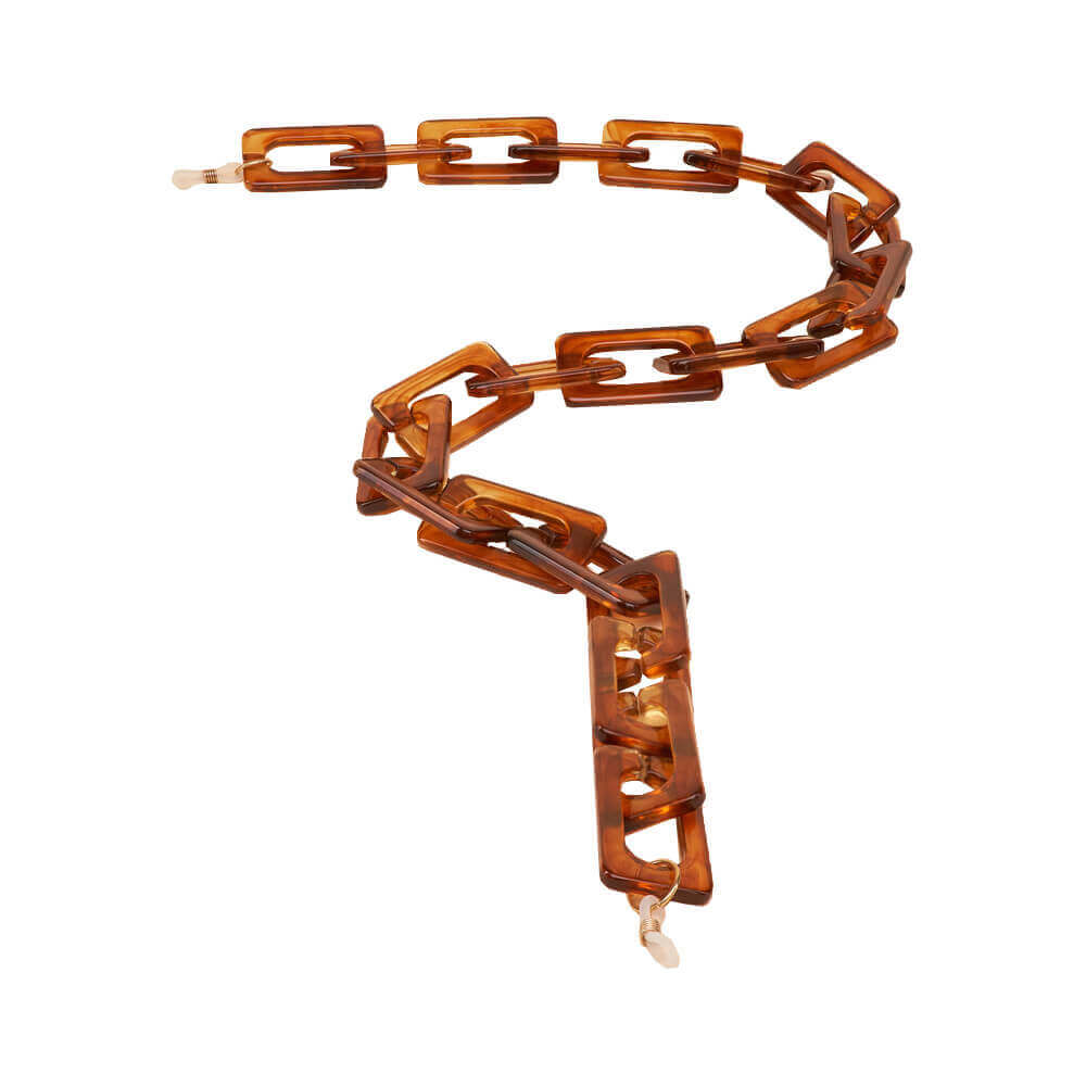 Powder Tortoiseshell Rectangle Block Glasses Chain